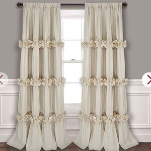 84”x54” room darkening bow boho curtains cream